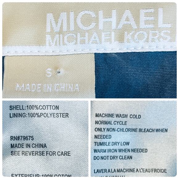 MICHAEL Michaels Kors Navy Blue Zip Adjustable Classic Raincoat Jacket S - Picture 11 of 12
